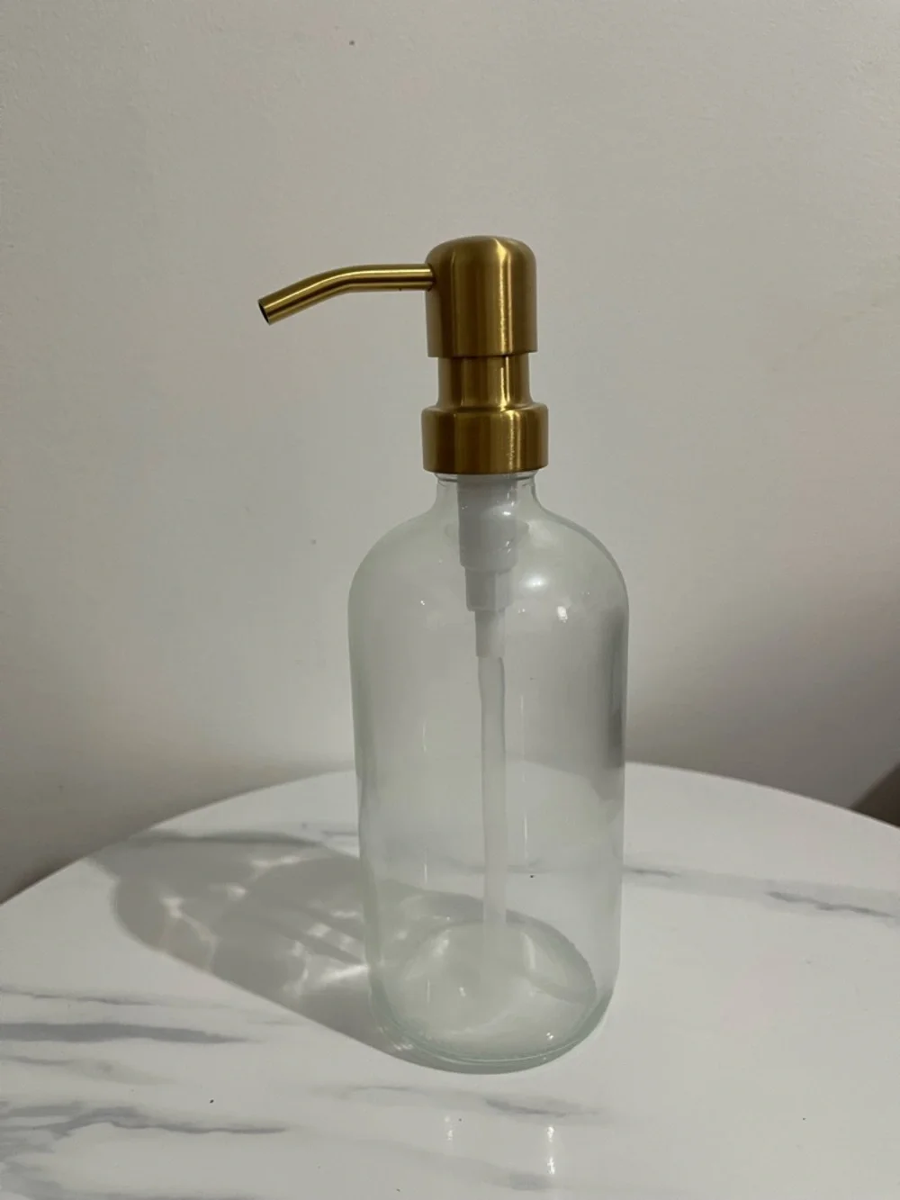 Set of 2 Clear 16 oz Glass Hand Dish Soap Dispenser Bottle with Gold Pump